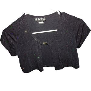 ALL THAT JAZZ girls medium 7/8 stretchy black rhinestone pullover t-shirt cover
